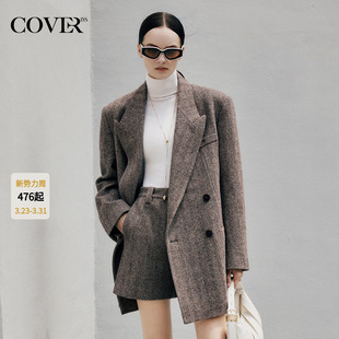 短裤 COVERINS 外套羊毛大衣女 宽肩廓形西装 34510250 明星同款