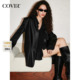 CC36110170 新款 COVERINS黑色三醋酸无领西装 外套女缎面感2026春季