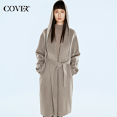 COVERINS羊毛真丝驼绒双面呢连帽大衣外套女冬季 CC34580070