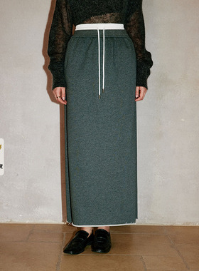 COVERINS灰色双腰头直筒半身裙休闲风2026春季新款CC36150040