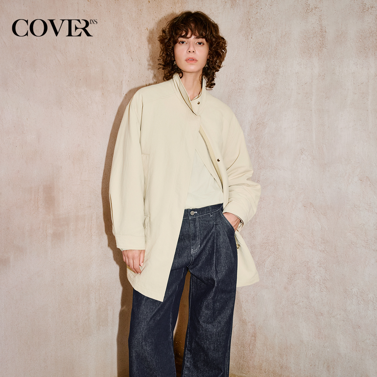 COVERINS可拆鹅绒内胆立领羽绒服外套女2025冬季新款CC35508080