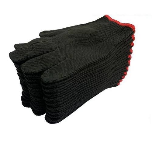 劳保黑色尼龙手套加厚耐磨男棉线工作劳动工地干活修车透气防护