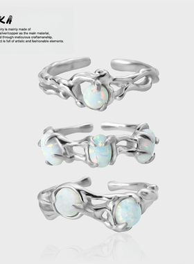 镶嵌欧泊石小众女生戒指