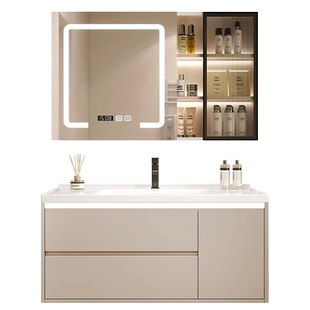 万和浴室柜陶瓷一体盆卫生间洗漱台镜柜实木洗脸盆组合卫浴洗手台