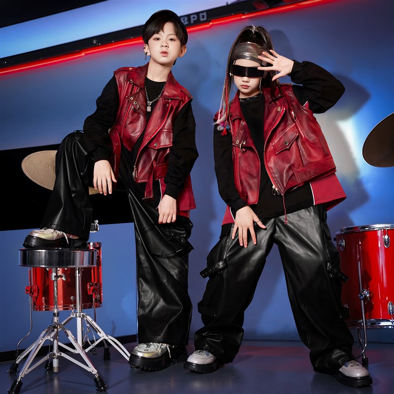 现货速发爵士舞服装套装秋冬季新款男童架子鼓演出服hiphop街舞童