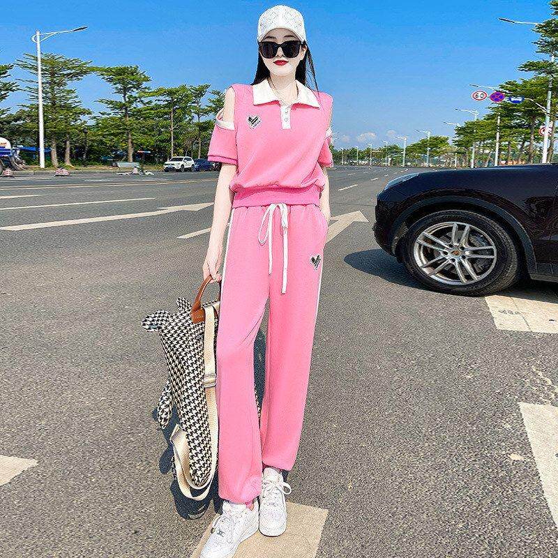 运动休闲套装女2022夏季新款时尚短袖宽松时髦显瘦减龄两件套韩版