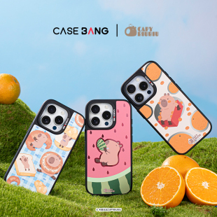 CASEBANGx卡皮比比联名豚豚的一天系列出镜壳一体式磁吸手机壳适用iPhone16/15/14/13/Plus/Pro/ProMax/16e
