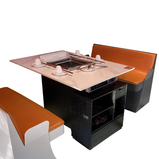 火锅烤肉定制涮桌椅净化桌子商用自助餐电磁炉无烟烧烤大理石一体