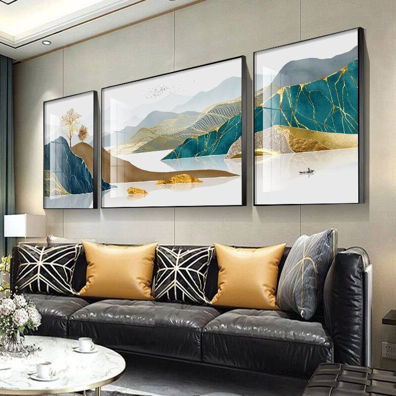 精选轻奢客厅装饰画沙发背景墙面壁画三联客厅挂画沙发后面的挂画