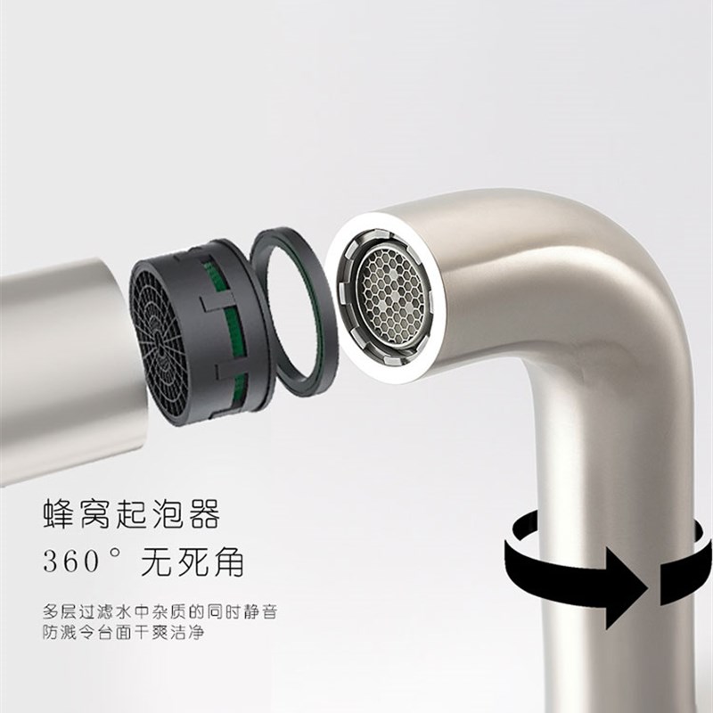 华格迈全铜暗装入墙式面盆龙头三孔冷热水墙排预埋枪灰拉丝镍极简