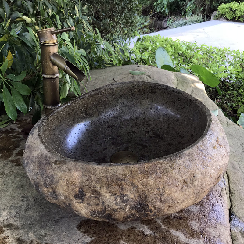 天然鹅卵石洗手盆户外庭院水池卫生间洗面盆原石台上盆石头洗脸盆
