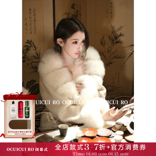 CUICUI崔崔【庄生蝶梦】100澳毛/狐狸毛领双面呢外套短款毛呢大衣