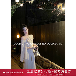 福利商品【露易丝湖】设计款法式露肩时尚气质显瘦上衣C02415