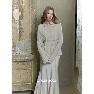 慵懒风长袖 法式 新款 上衣搭配半身裙气质套装 玉面春桃