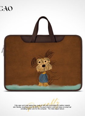 YG 线条小狗笔记本重磅电脑包2024新款女士手提适用华为matebook14寸苹果macbook16寸联想小新15点6寸内胆包