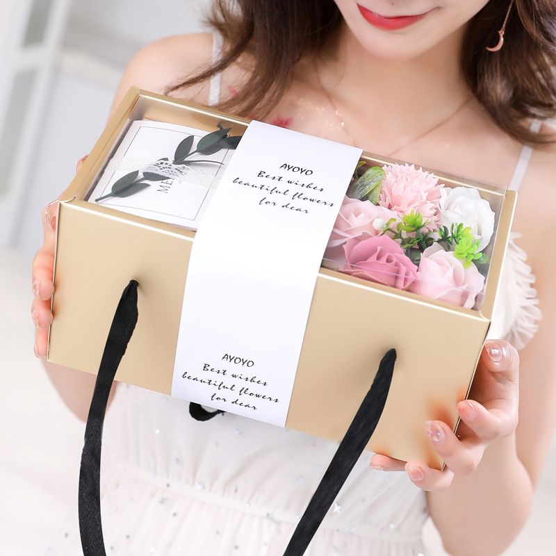 法国Luxury情人节礼物永生花贺卡香皂玫瑰花礼盒送女友圣诞节肥皂