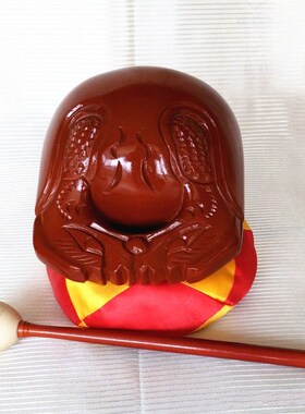 快速发货台湾款i樟木木鱼7寸18cm桌面摆件 木鱼助念棕黄色fo具用