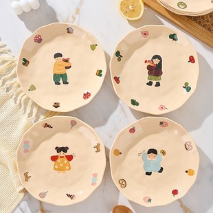 加厚防烫圆 时尚 快速发货陶瓷盘子家用菜盘2u025新款 釉下彩好看