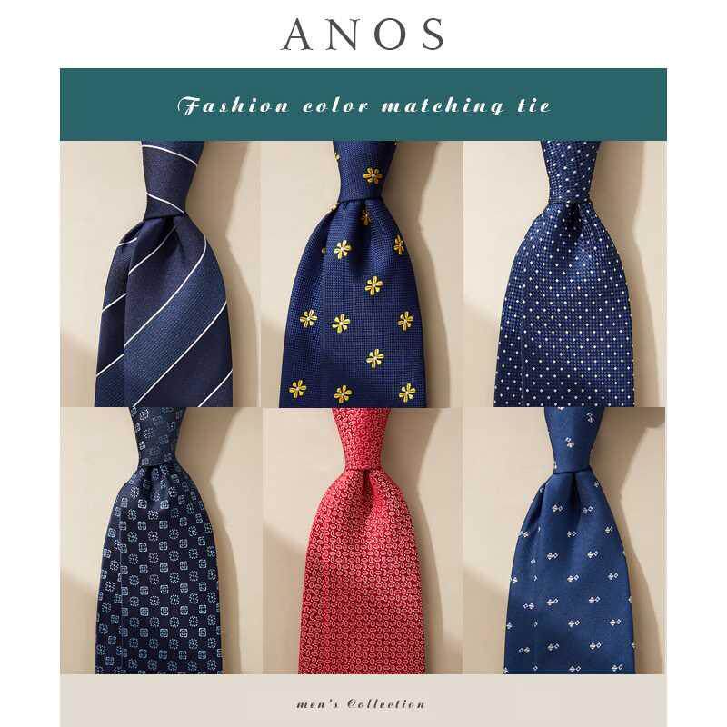 ANOS新款时尚男士正装商务条纹窄婚礼新郎伴郎结婚波点箭头型领带
