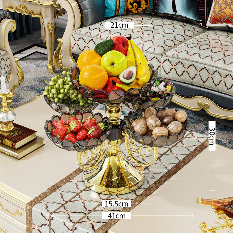 高档过年零食摆盘欧式干果盘简易家用多层水果盘客厅上档次茶几结