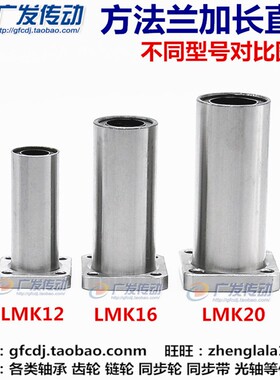 LMK12 LUU 方形法兰/方型/方座加长直线轴承LMK12L  尺寸12*21*57