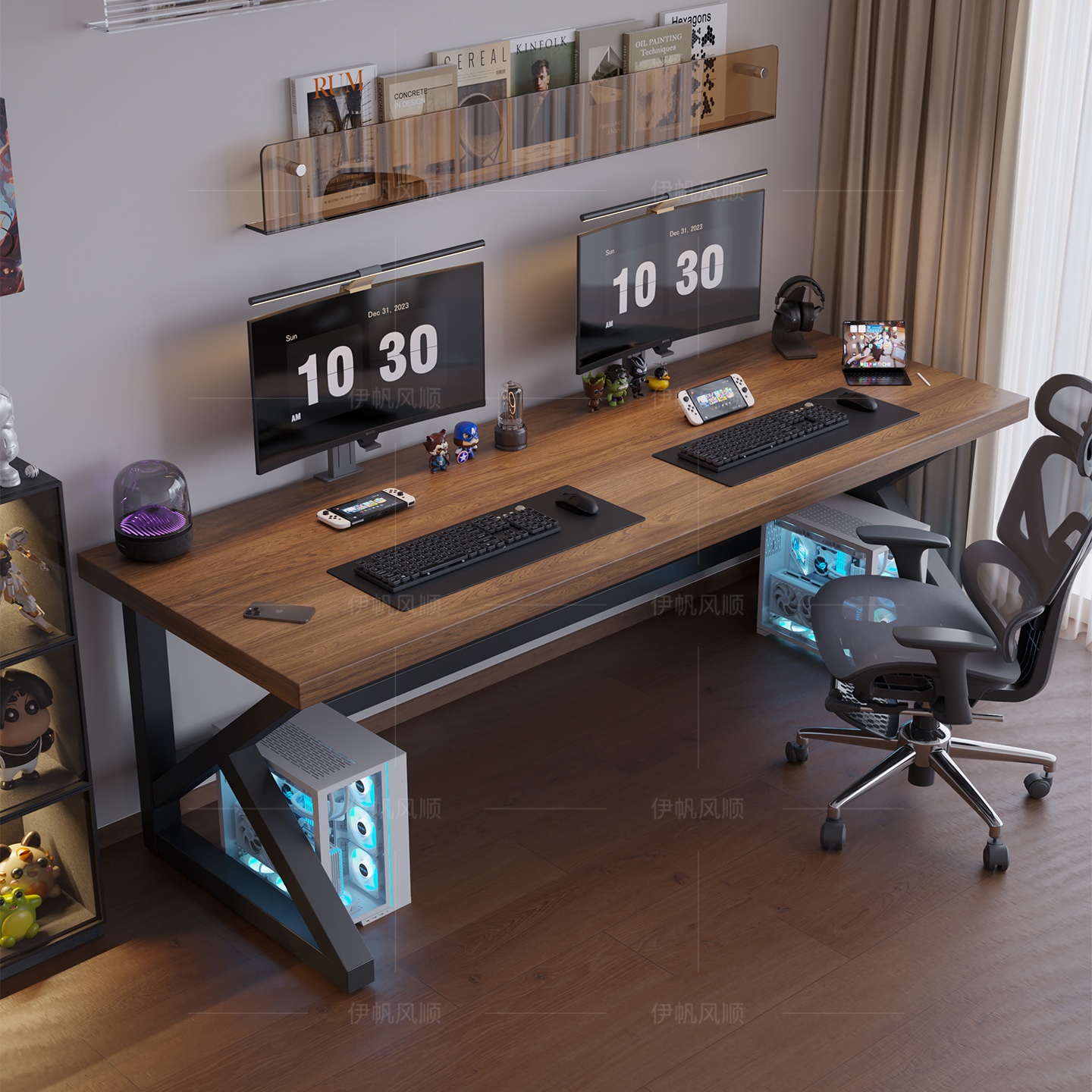 北美黑胡桃木电脑桌樱桃木书桌南美胡桃木电竞桌白蜡木实木书桌子