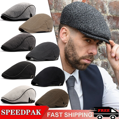 Vintage Newsboy Caps Men Women Berets Hat Classic Plaid Stri