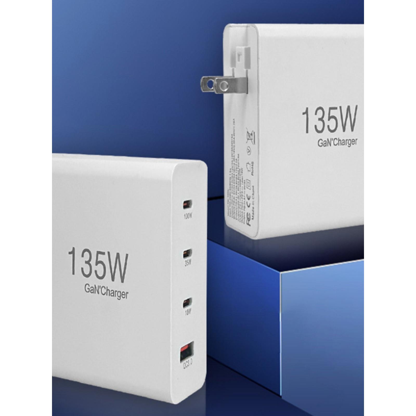 135W PD GaN Charger USB Type C QC3.0 Wall Charger Laptop 135W氮化镓充电器插头PD快充笔记本电脑便携充
