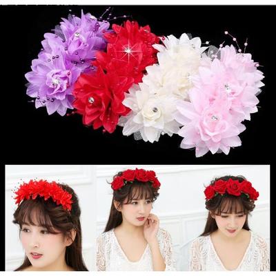 *Rose Floral Flower Garland Crown Headband Hair Band Bridal