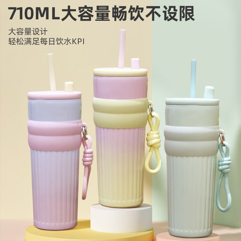 条纹极光杯316不锈钢保温杯