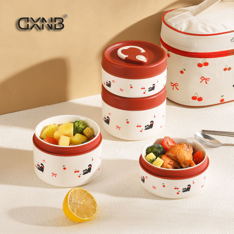 圆形卡通保温陶瓷饭盒上班学生微波炉保鲜餐盒女便携密封带盖汤碗,餐饮具,饭盒/保温桶/保温提锅,淘宝优惠券,粉丝福利购,淘宝优惠卷