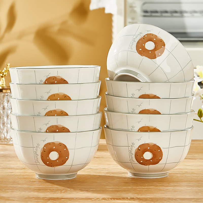 釉下彩陶瓷碗家用2025新款高颜值特别好看的饭碗菜盘陶瓷餐具套装