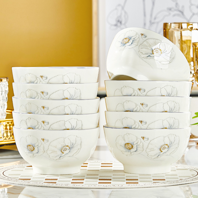 景德镇陶瓷碗家用2025年新款高颜值家庭装碗组合可微波的陶瓷餐具