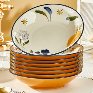 陶瓷盘子家用2026新款釉下彩陶瓷餐具特别好看的盘子精致碗盘组合