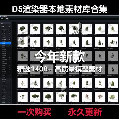 D5渲染器本地素材库合集 树木/人物/车辆/室内外环境等总合集