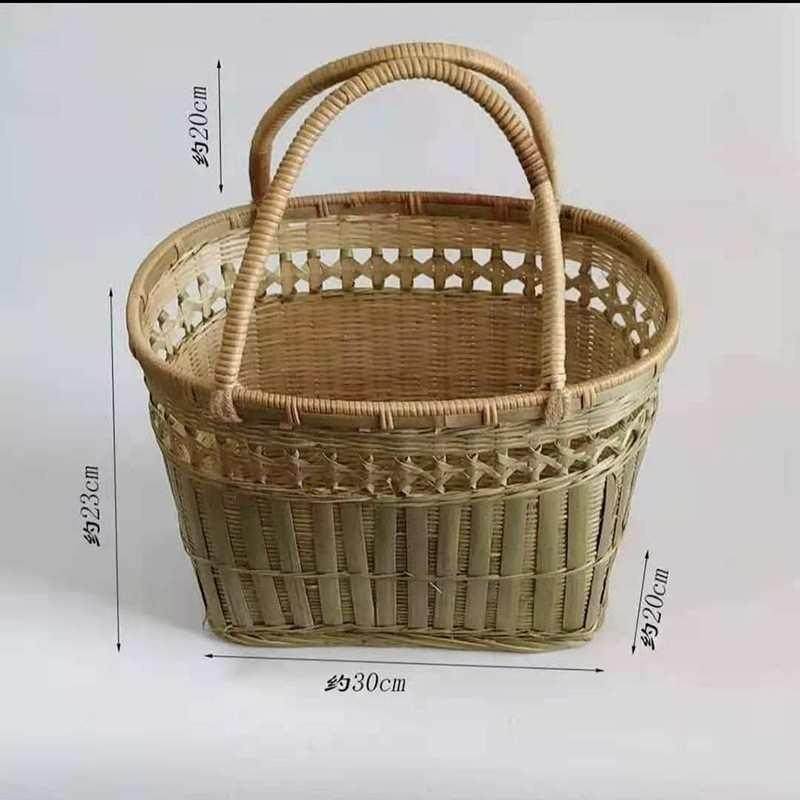 竹篮家用筐收纳手工鸡蛋水果篮篮购物买菜竹编篮子厨房手提竹筐,特色手工艺,竹编/竹雕,淘宝优惠券,粉丝福利购,淘宝优惠卷
