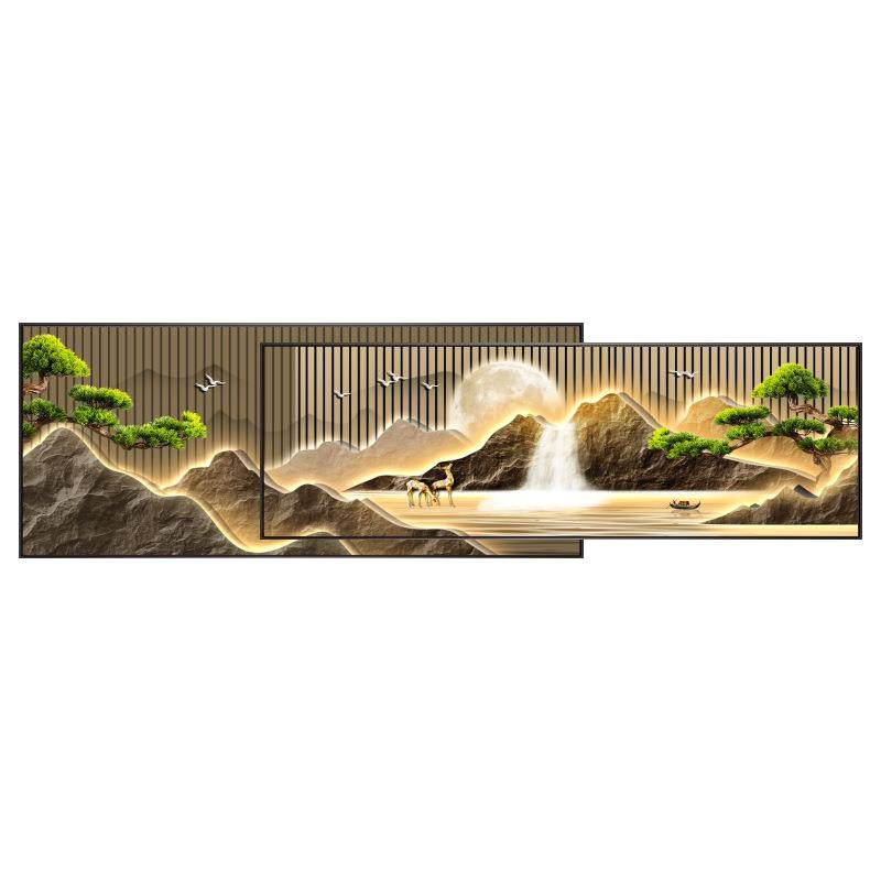 背有靠山客厅装饰画轻奢麋鹿沙发背景墙两联叠加挂画高档大气壁画,家居饰品,现代装饰画,淘宝优惠券,粉丝福利购,淘宝优惠卷