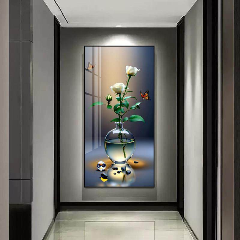 现代简约客厅走廊过道玄关墙面装饰画 画挂画 画轻奢花瓶带灯壁画,家居饰品,现代装饰画,淘宝优惠券,粉丝福利购,淘宝优惠卷