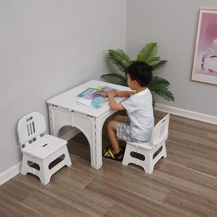 小孩简约课桌写字台经济型 儿童书桌可折叠学习桌椅小学生家用套装