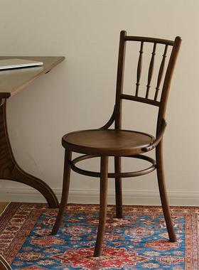 夏克 Home|复古实木椅子中古咖啡店桌椅组合TON378靠背餐椅温莎椅