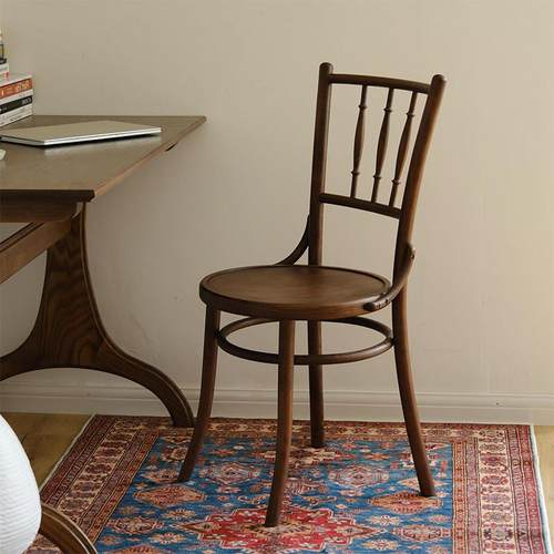 夏克 Home|复古实木椅子中古咖啡店桌椅组合TON378靠背餐椅温莎椅