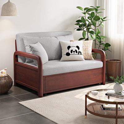 纯实木沙发床折叠两用2025新款单人客厅小户型书房多功能木质中式