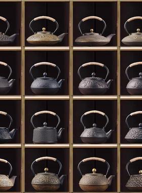 中式宋代美学茶室摆件茶壶茶具装饰柜样板房博古架茶道复古风铁壶