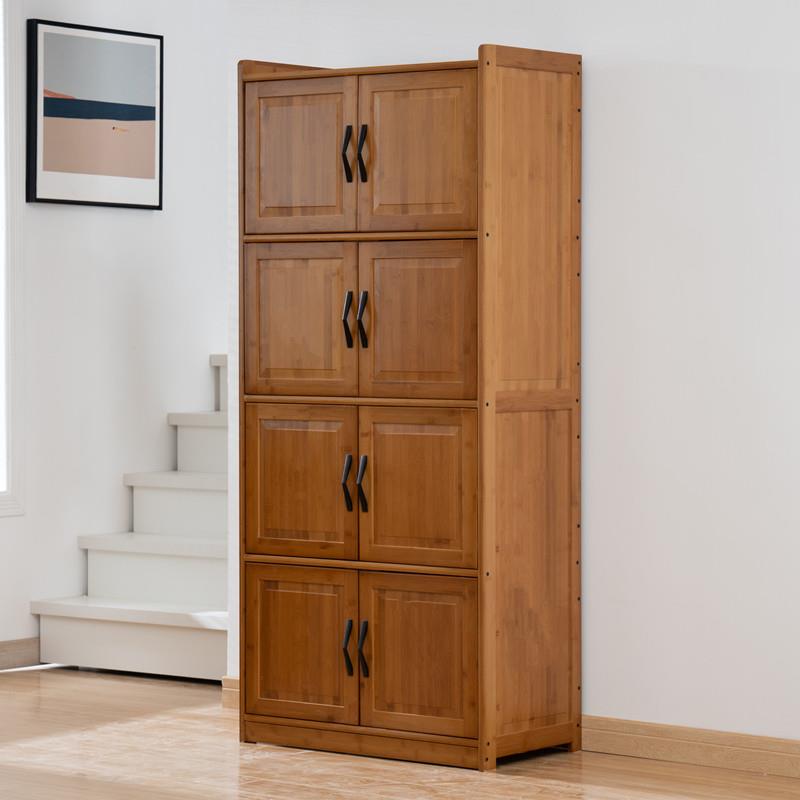 全楠竹餐边柜厨房储物柜中式带门微波炉置物架客厅落地实木收纳柜