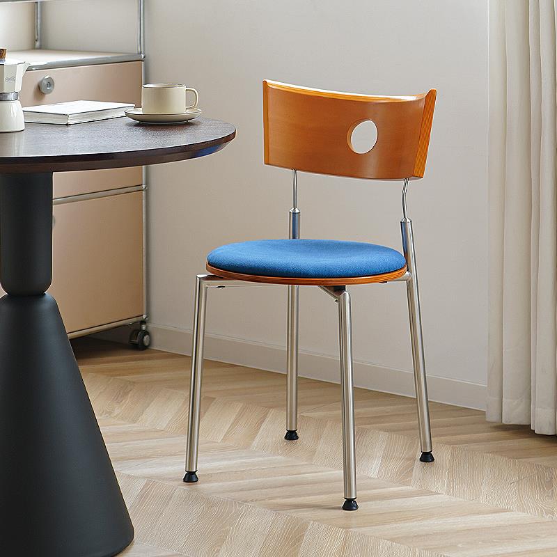 复古实木餐椅家用靠背椅网红中古椅304不锈钢餐厅凳子设计师椅子