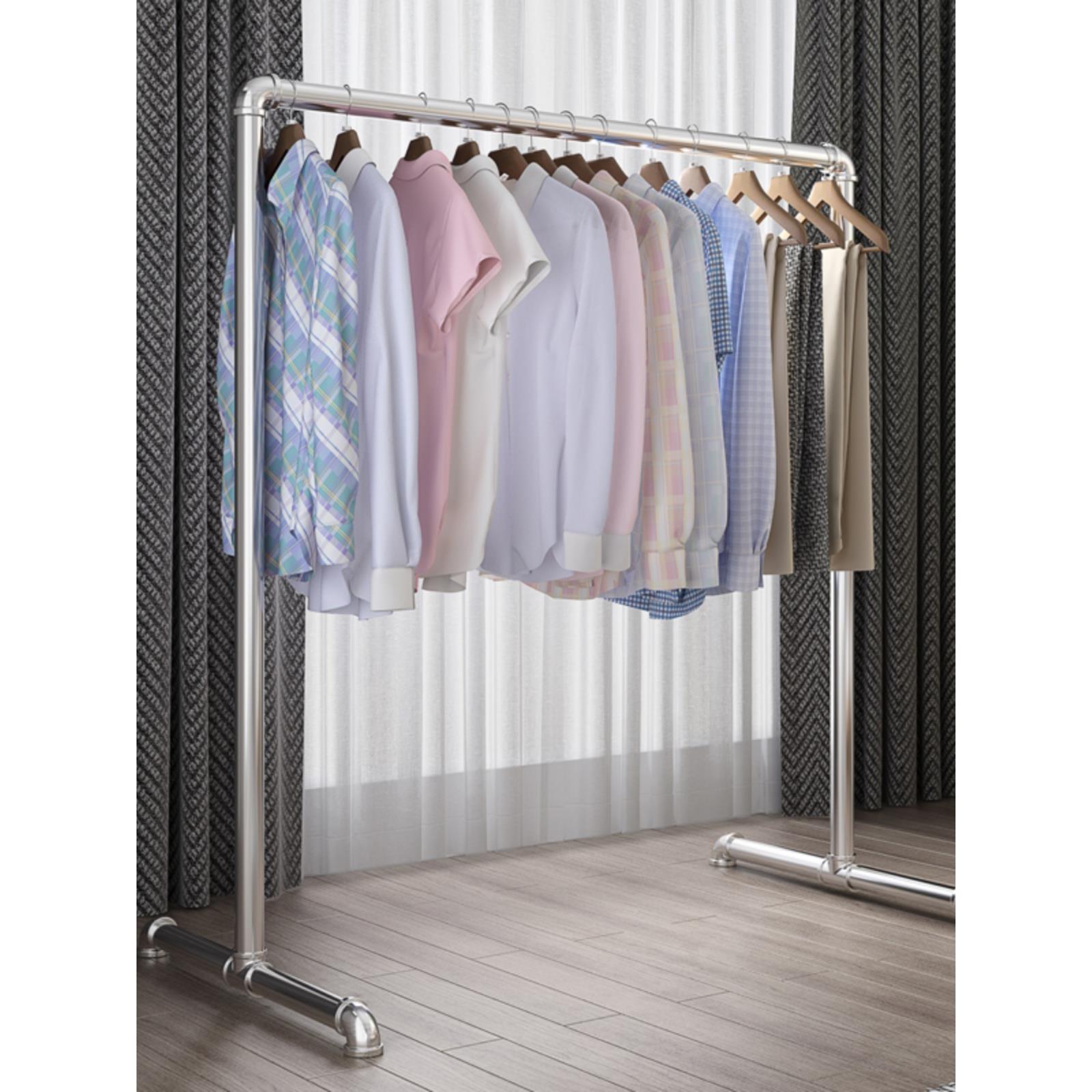 钢管晾衣架落地户外加厚家用阳台卧室挂衣服简易单杠式晒被晾衣杆