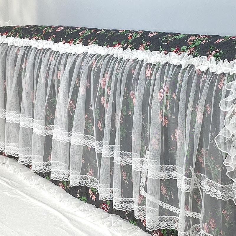 复古碎花布艺公主床头罩蕾丝床头套靠背防尘保护皮床头田园靠背套
