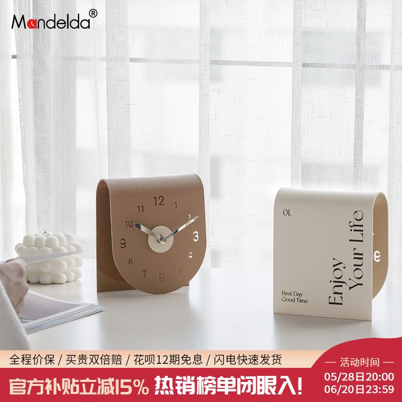 Mandelda家居客厅简约时钟座钟饰品玄关酒柜高端大气桌面装饰摆件