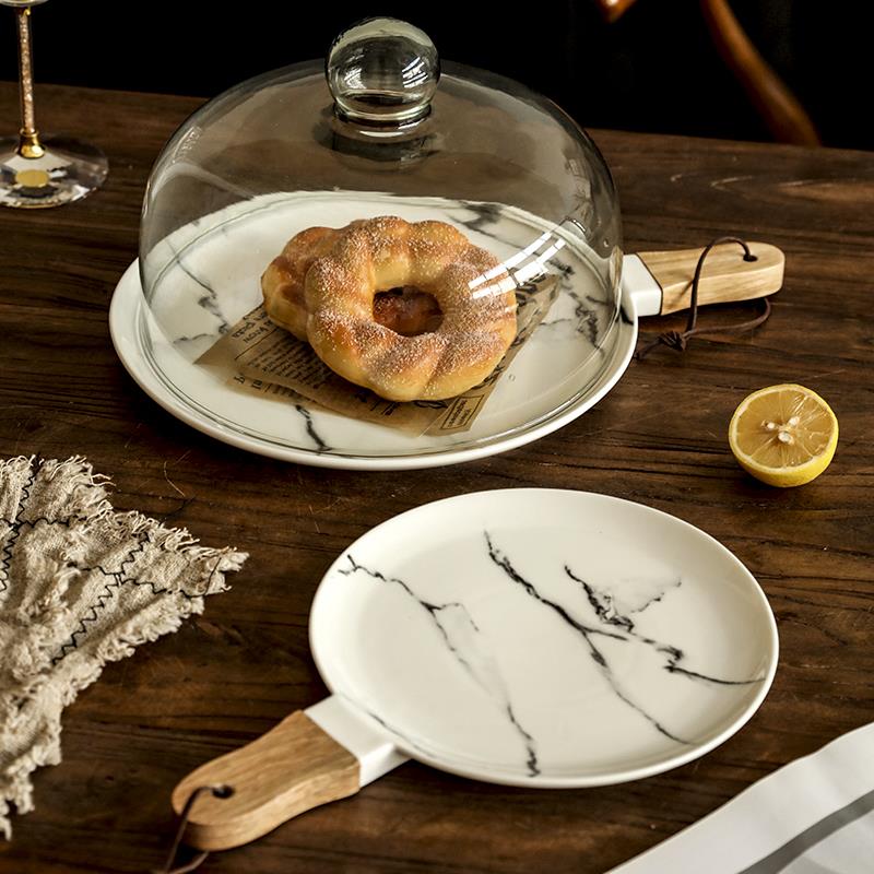 陶瓷披萨盘牛排义大利面 面手柄盘子创意餐盘蛋糕点心托 托盘水果