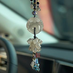 汽车挂件灰玉髓玛瑙三羊开泰麒麟平安福后视镜吊坠2025新款